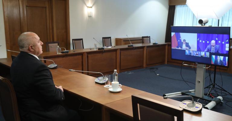 Премиерът Борисов разговаря с председателя на Европейския съвет