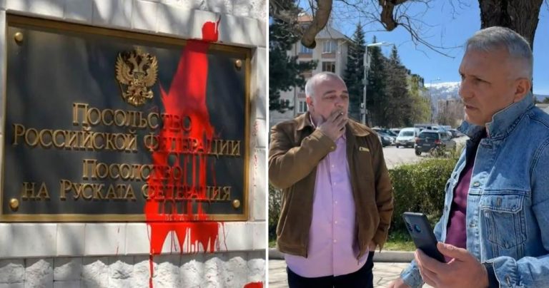 Задържаха Бабикян и Хаджигенов, след като изляха червена боя по руското посолство в София