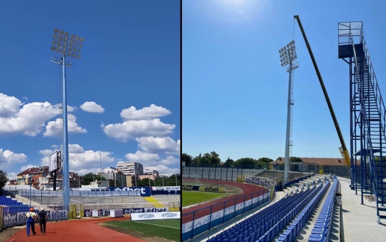 Започна монтирането на осветлението на стадион “Спартак”
