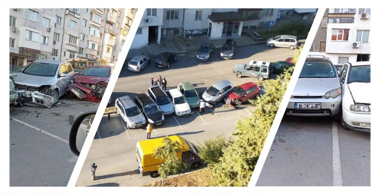 Сметопочистващ камион помля 7 коли на паркинг във Варна